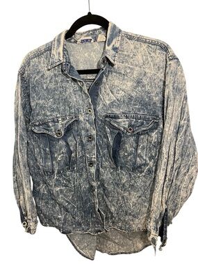Pinot Noir Vintage Brand Acid Wash Denim Button-Up Shirt